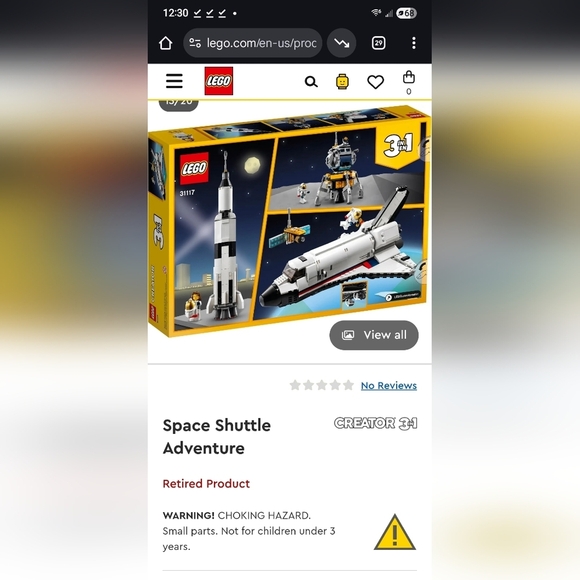 LEGO 3-in-1 Space Shuttle Adventure Set - Black, White, Gray RETIRED SET - Picture 12 of 12